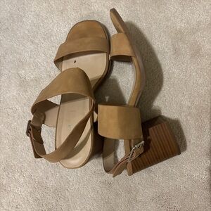 Elegant Tan Block Heel Sandals